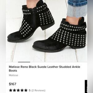 Matisse Women’s Reno Black Suede Leather Studded Ankle Boots